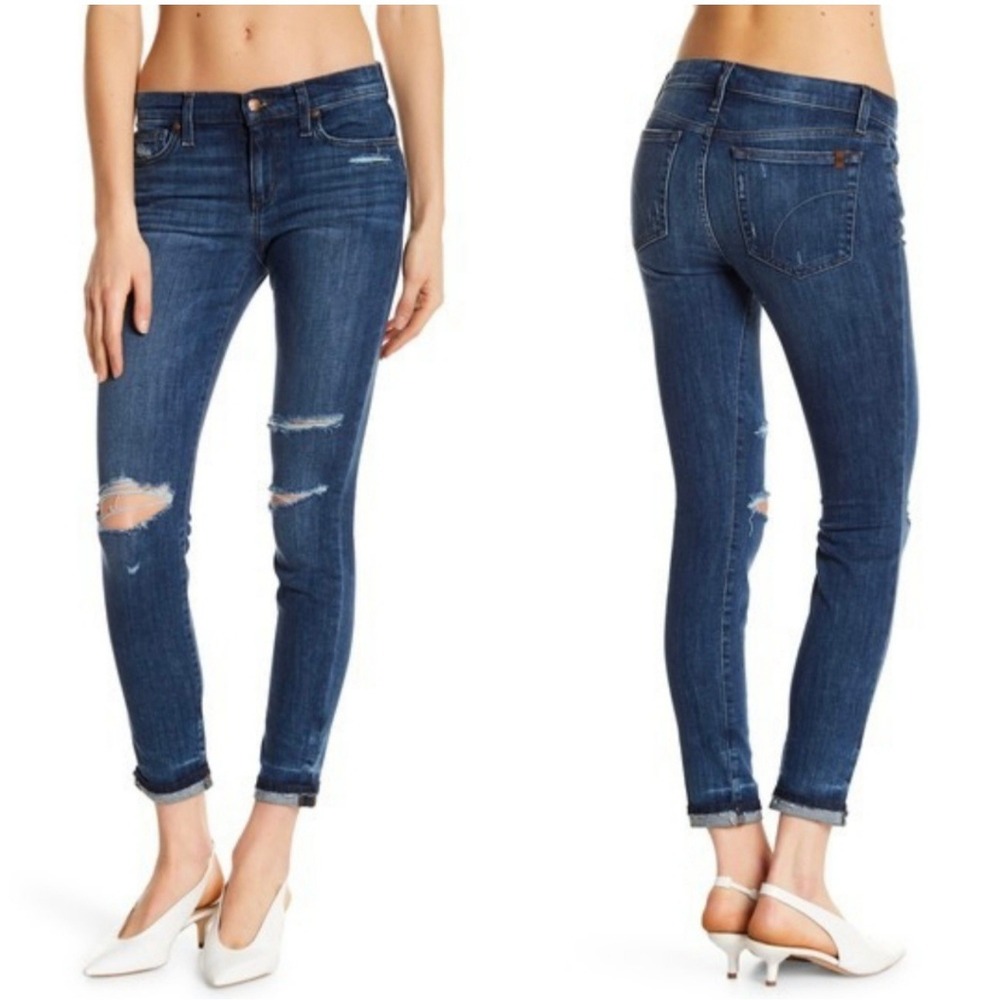 Joe's Jeans Icon Skinny 28 Hazel Ankle Distressed Ripped Dark Wash Stretch